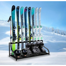 DOLEMODUO 스키 보관 랙 가정 및 차고용 독립형 스키 홀더 스노우보드용 스키 보관 정리함 8쌍 스키 폴