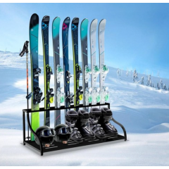 DOLEMODUO 스키 보관 랙 가정 및 차고용 독립형 스키 홀더 스노우보드용 스키 보관 정리함 8쌍 스키 폴